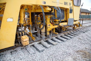 Construction of TEXRail track at Grapevine Main Street Station