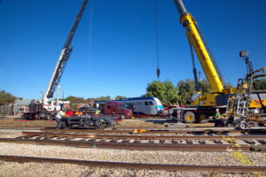 TEXRail Train unloading in Grapevine, Texas