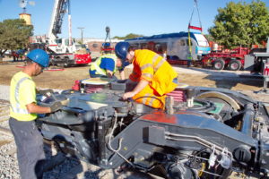TEXRail Train unloading in Grapevine, Texas
