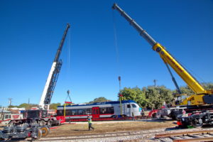 TEXRail Train unloading in Grapevine, Texas