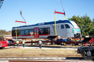 TEXRail Train unloading in Grapevine, Texas