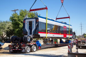 TEXRail Train unloading in Grapevine, Texas