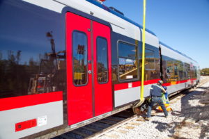 TEXRail Train unloading in Grapevine, Texas